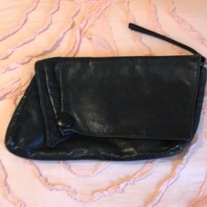 Vintage leather black clutch